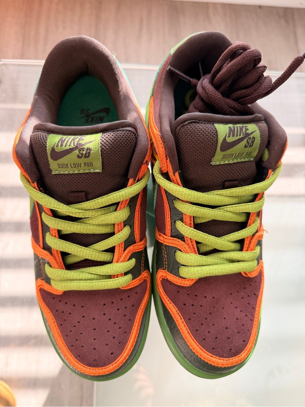 Nike Brown, Orange & Lime Green Low-Top Sneakers - Picture 7 of 9